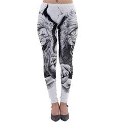 Drawing Angry Male Lion Roar Animal Lightweight Velour Leggings by danenraven