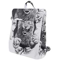 Drawing Angry Male Lion Roar Animal Flap Top Backpack by danenraven