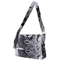 Drawing Angry Male Lion Roar Animal Full Print Messenger Bag (s) by danenraven