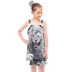 Drawing Angry Male Lion Roar Animal Kids  Overall Dress by danenraven