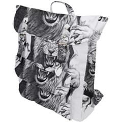 Drawing Angry Male Lion Roar Animal Buckle Up Backpack by danenraven