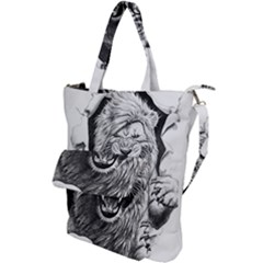 Drawing Angry Male Lion Roar Animal Shoulder Tote Bag by danenraven