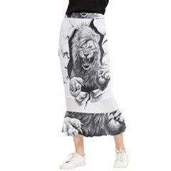 Drawing Angry Male Lion Roar Animal Maxi Fishtail Chiffon Skirt by danenraven