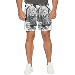 Drawing Angry Male Lion Roar Animal Men s Runner Shorts by danenraven