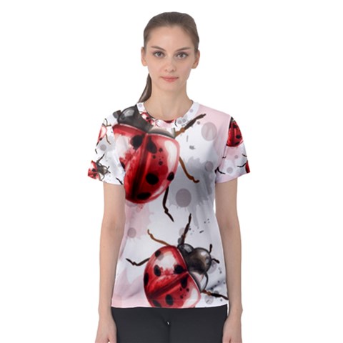 Ladybugs-pattern-texture-watercolor Women s Sport Mesh Tee by Wegoenart