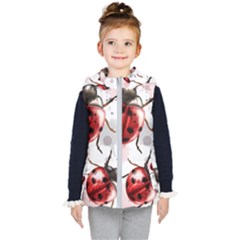 Ladybugs-pattern-texture-watercolor Kids  Hooded Puffer Vest by Wegoenart