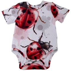 Ladybugs-pattern-texture-watercolor Baby Short Sleeve Onesie Bodysuit by Wegoenart