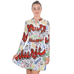 Music-color-elements Long Sleeve Panel Dress by Wegoenart