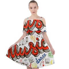 Music-color-elements Cut Out Shoulders Chiffon Dress by Wegoenart