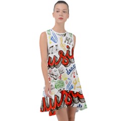 Music-color-elements Frill Swing Dress by Wegoenart