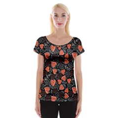 Seamless-vector-pattern-with-watermelons-hearts-mint Cap Sleeve Top by Wegoenart