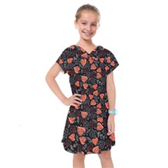 Seamless-vector-pattern-with-watermelons-hearts-mint Kids  Drop Waist Dress by Wegoenart