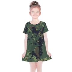 Military Background Grunge Kids  Simple Cotton Dress by Wegoenart