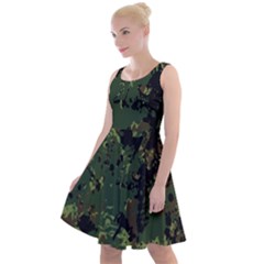 Military Background Grunge Knee Length Skater Dress by Wegoenart