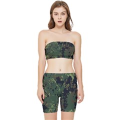 Military Background Grunge Stretch Shorts And Tube Top Set by Wegoenart