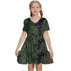 Military Background Grunge Kids  Short Sleeve Tiered Mini Dress by Wegoenart