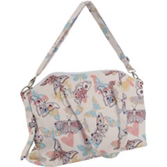 Pattern-with-hand-drawn-butterflies Canvas Crossbody Bag by Wegoenart