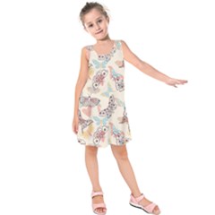 Pattern-with-hand-drawn-butterflies Kids  Sleeveless Dress by Wegoenart