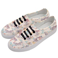 Pattern-with-hand-drawn-butterflies Women s Classic Low Top Sneakers