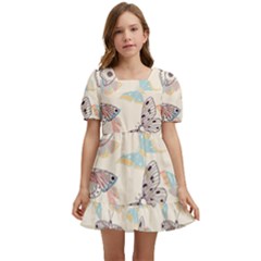 Pattern-with-hand-drawn-butterflies Kids  Short Sleeve Dolly Dress by Wegoenart