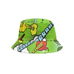 Modern-comics-background-pattern-with-bombs-lightening-jagged-clouds-speech-bubbles Bucket Hat (kids) by Wegoenart