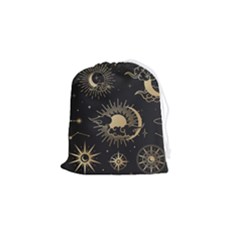 Asian-set-with-clouds-moon-sun-stars-vector-collection-oriental-chinese-japanese-korean-style Drawstring Pouch (small) by Wegoenart