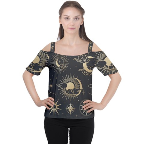 Asian-set-with-clouds-moon-sun-stars-vector-collection-oriental-chinese-japanese-korean-style Cutout Shoulder Tee by Wegoenart