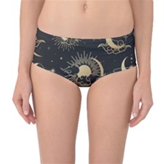 Asian-set-with-clouds-moon-sun-stars-vector-collection-oriental-chinese-japanese-korean-style Mid-waist Bikini Bottoms by Wegoenart