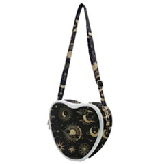 Asian-set-with-clouds-moon-sun-stars-vector-collection-oriental-chinese-japanese-korean-style Heart Shoulder Bag by Wegoenart