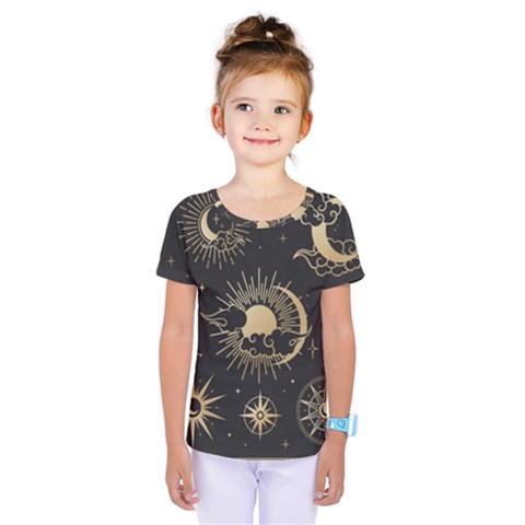 Asian-set-with-clouds-moon-sun-stars-vector-collection-oriental-chinese-japanese-korean-style Kids  One Piece Tee by Wegoenart