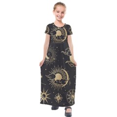 Asian-set-with-clouds-moon-sun-stars-vector-collection-oriental-chinese-japanese-korean-style Kids  Short Sleeve Maxi Dress by Wegoenart