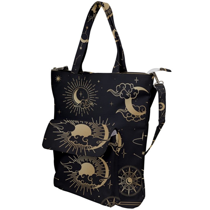 Asian-set-with-clouds-moon-sun-stars-vector-collection-oriental-chinese-japanese-korean-style Shoulder Tote Bag