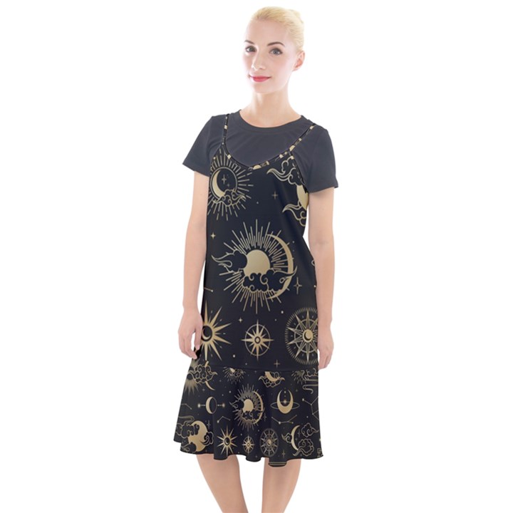 Asian-set-with-clouds-moon-sun-stars-vector-collection-oriental-chinese-japanese-korean-style Camis Fishtail Dress