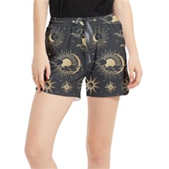 Asian-set-with-clouds-moon-sun-stars-vector-collection-oriental-chinese-japanese-korean-style Women s Runner Shorts by Wegoenart