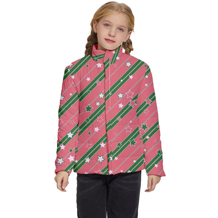 Christmas-background-star Kids  Puffer Bubble Jacket Coat