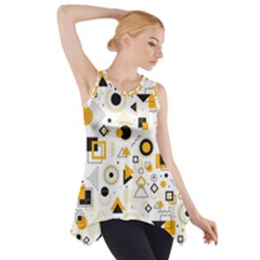 Flat-geometric-shapes-background Side Drop Tank Tunic by Wegoenart