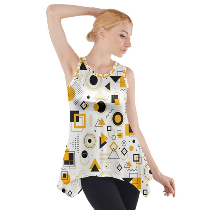 Flat-geometric-shapes-background Side Drop Tank Tunic