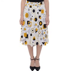 Flat-geometric-shapes-background Classic Midi Skirt by Wegoenart