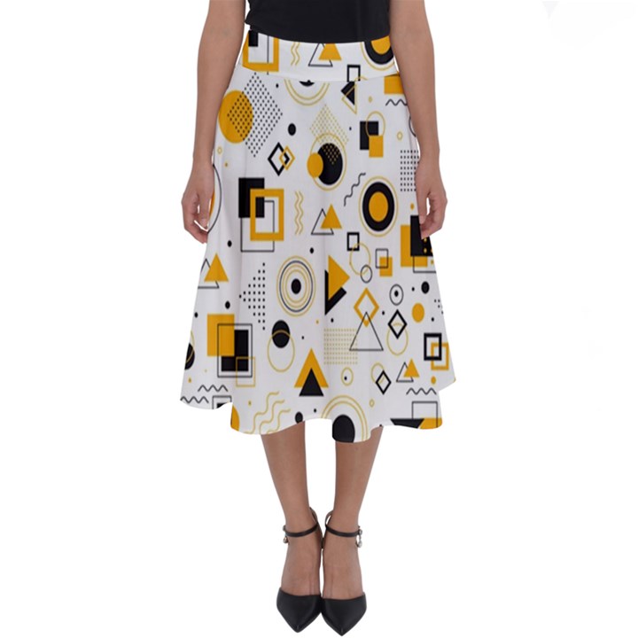 Flat-geometric-shapes-background Perfect Length Midi Skirt