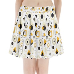 Flat-geometric-shapes-background Pleated Mini Skirt by Wegoenart