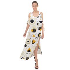 Flat-geometric-shapes-background Maxi Chiffon Cover Up Dress by Wegoenart