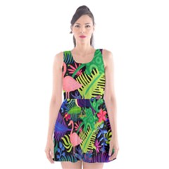 Tropical-exotic-colors-seamless-pattern Scoop Neck Skater Dress by Wegoenart