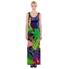 Tropical-exotic-colors-seamless-pattern Thigh Split Maxi Dress by Wegoenart