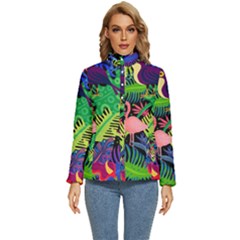 Tropical-exotic-colors-seamless-pattern Women s Puffer Bubble Jacket Coat by Wegoenart