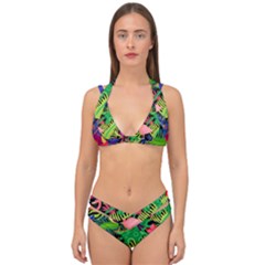 Tropical-exotic-colors-seamless-pattern Double Strap Halter Bikini Set by Wegoenart