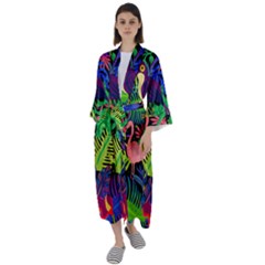 Tropical-exotic-colors-seamless-pattern Maxi Satin Kimono by Wegoenart