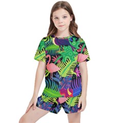 Tropical-exotic-colors-seamless-pattern Kids  Tee And Sports Shorts Set by Wegoenart