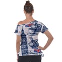 London Seamless Pattern Off Shoulder Tie-Up Tee View2