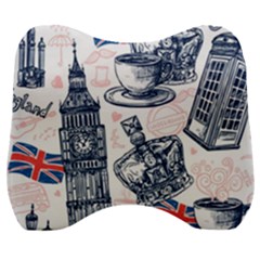 London Seamless Pattern Velour Head Support Cushion by Wegoenart