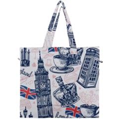 London Seamless Pattern Canvas Travel Bag by Wegoenart